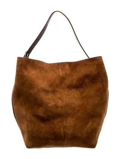 Pre-owned Totême Suede Belted Suede Tote In Brown