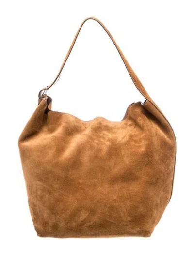 Pre-owned Totême Suede Belted Suede Tote Medium In Neutral