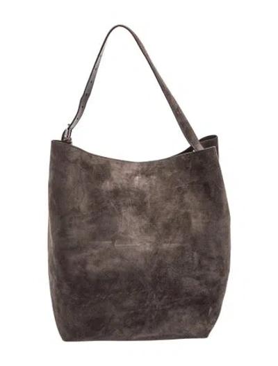Pre-owned Totême Suede Belted Tote Bag In Grey
