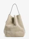 Totême Suede Belted Tote Shoulder Bag In Sand