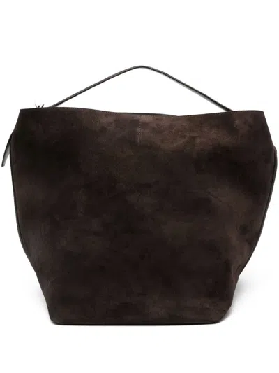 Totême Toteme Suede Beltet Tote Bag In Brown