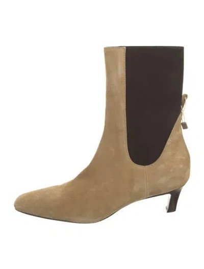 Pre-owned Totême Suede Colorblock Pattern Boots In Neutrals