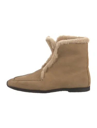 Pre-owned Totême Suede Colorblock Pattern Lace-up Boots In Neutral