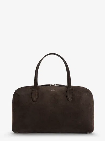 Totême Suede Crossybody Bag With Lettering Logo On The Front In Brown