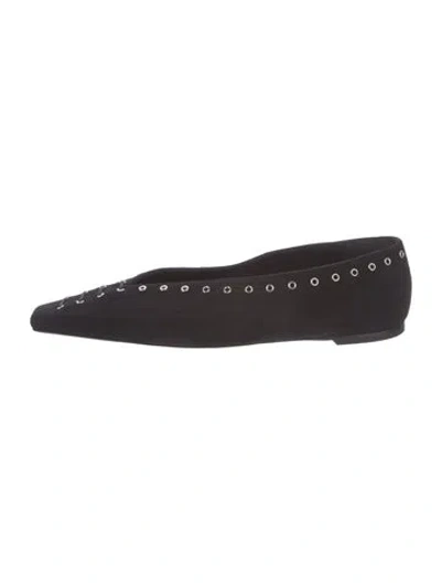 Pre-owned Totême Suede Eyelet Trim Flats In Brown