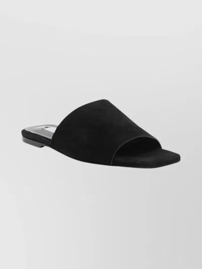 TOTÊME SUEDE FLAT SANDALS SQUARE OPEN TOE