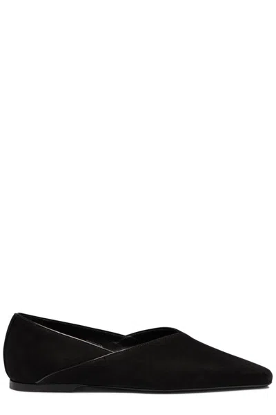 Totême Suede Flat Shoes With Pointed Toe Design By  In Black