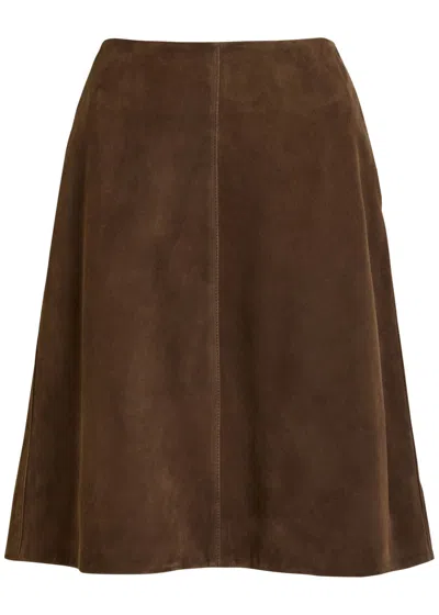 Totême Toteme Suede Knee-length Skirt In Brown
