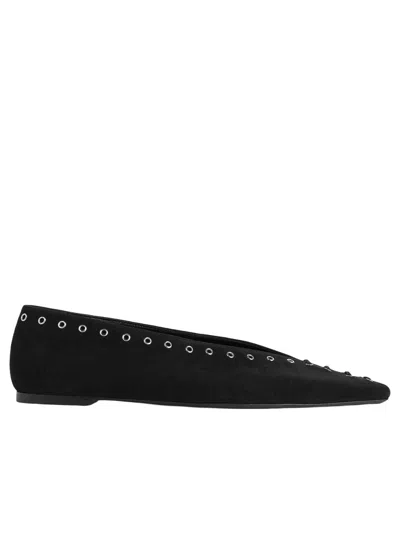 Totême Toteme Suede Lace Up Ballerinas Black