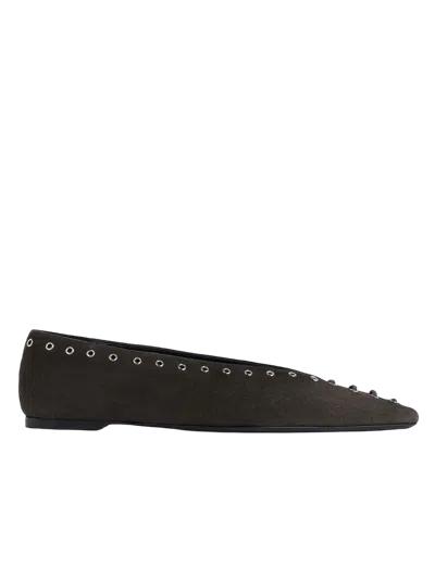Totême Toteme Suede Lace Up Ballerinas Pepper