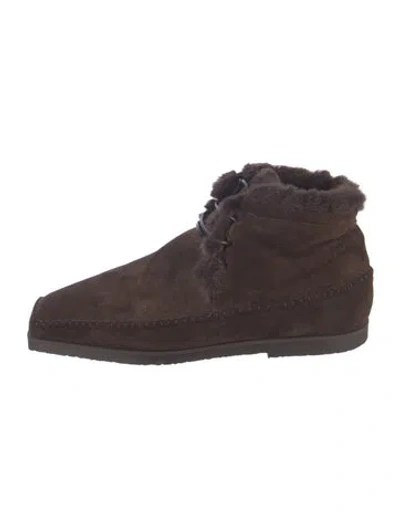Pre-owned Totême Suede Lace-up Boots In Brown