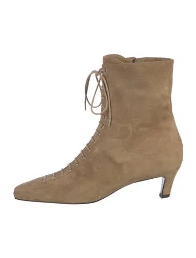 Pre-owned Totême Suede Lace-up Boots In Neutral