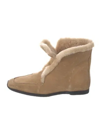 Pre-owned Totême Suede Lace-up Boots In Neutral