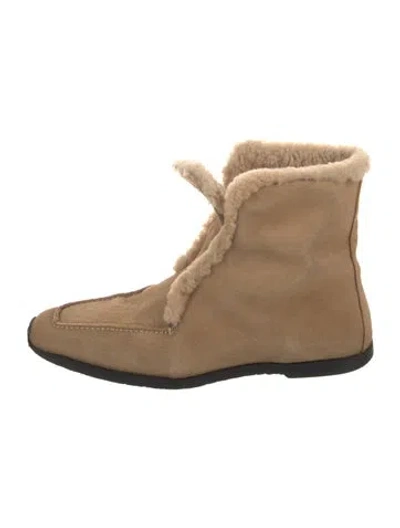 Pre-owned Totême Suede Lace-up Boots In Neutral