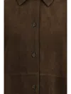 Totême Womens Bark Soft Long-sleeves Suede Overshirt In Brown