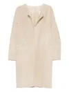 Totême Long Sleeve Suede Leather Coat In White