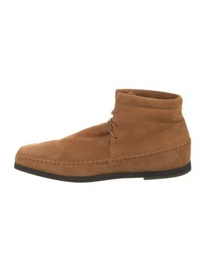 Pre-owned Totême Suede Leather Trim Embellishment Lace-up Boots In Neutral