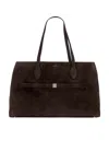Totême Suede Lounge Tote Bag In Brown