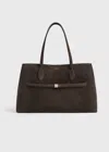 Totême Suede Lounge Tote Brown In Brown
