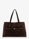 Totême Lounge Large Leather-trimmed Suede Tote In Brown