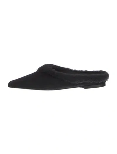 Pre-owned Totême Suede Mules In Black