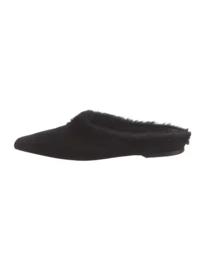 Pre-owned Totême Suede Mules In Black