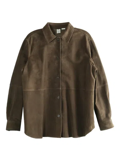 Totême Suede Overshirt In Brown