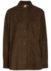 Totême Womens Bark Soft Long-sleeves Suede Overshirt In Brown
