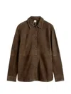 Totême Womens Bark Soft Long-sleeves Suede Overshirt In Brown