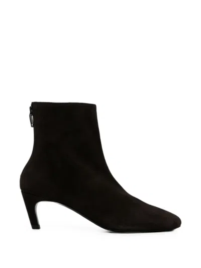 Totême Suede Rear-zip Ankle Boots In Black