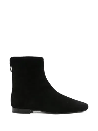 Totême Suede Rear-zip Ankle Boots In Black