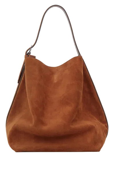 Totême Toteme Suede Shoulder Bag In Tan