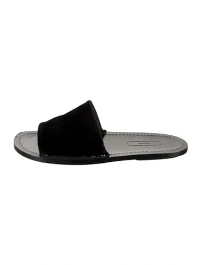 Pre-owned Totême Suede Slides In Black