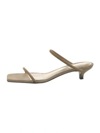 Pre-owned Totême Suede Slides In Neutral