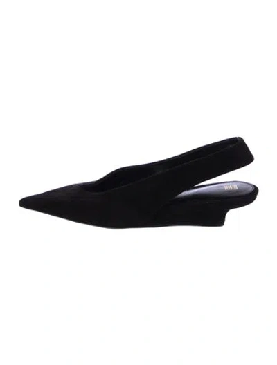 Pre-owned Totême Suede Slingback Flats In Black