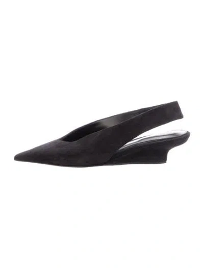 Pre-owned Totême Suede Slingback Flats In Black