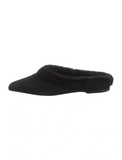Pre-owned Totême Suede Slippers In Black