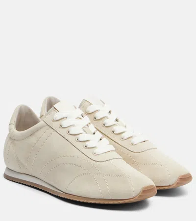 Totême Suede Low Top Sneakers Rubber Sole In Neutral