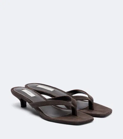 Totême Suede Thong Sandals In Brown