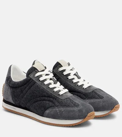 Totême Sneakers Mit Veloursleder In Gray