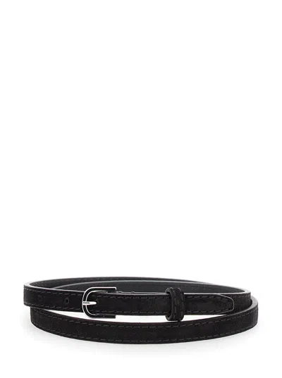 Totême Toteme Suede With Embossed Logo Belt In Black