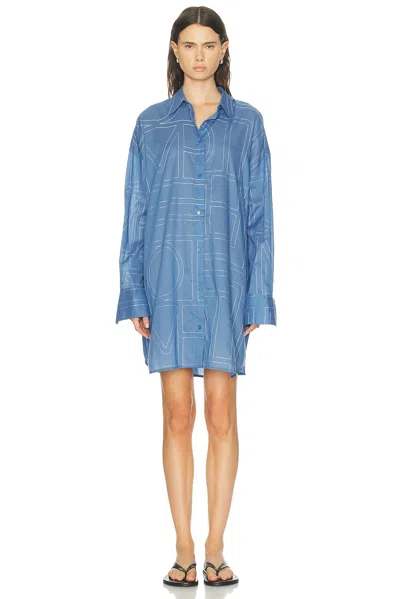 Totême Embroidered Organic Cotton And Lyocell-blend Shirt In Blue