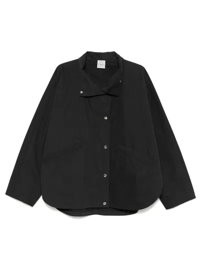 Totême Summer Parachute Jacket In Organic Cotton With High Collar In Black