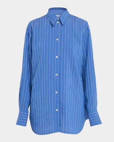 Totême Summer Striped Cotton Button-down Shirt In Blue