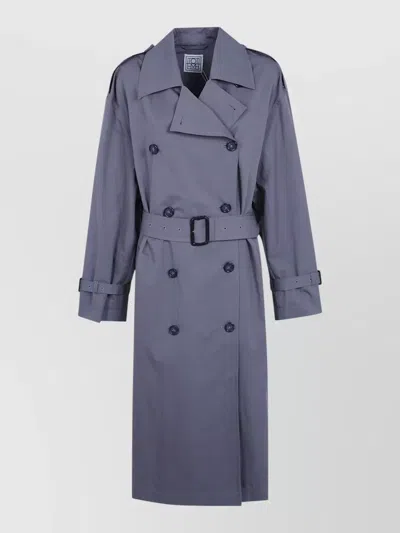 Totême Summer Trench Coat Belted Double Breasted In Blue