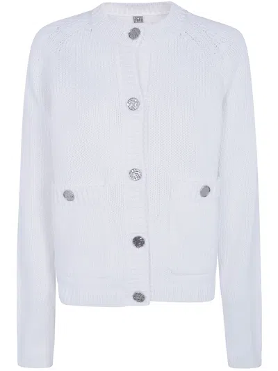 Totême Sweater Cotton "hammered Button" In White