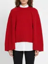 Totême Cashmere Crew Neck Knit Jumper Long Sleeves In Red