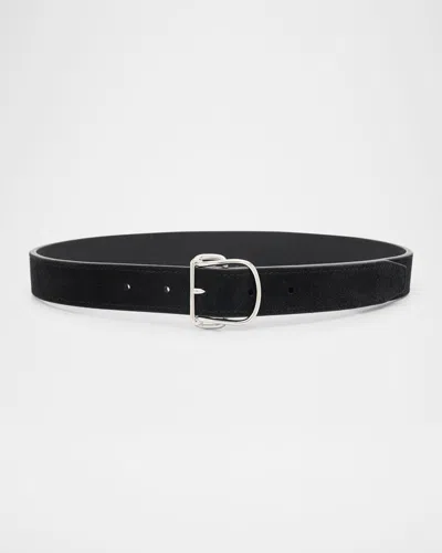 Totême Swirl Suede Belt In Black