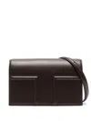 Totême T Flap Leather C Rossbody Bag In Brown