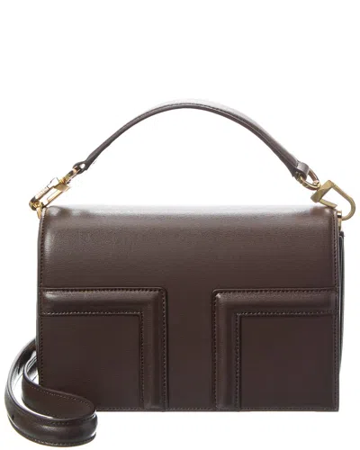 Totême Toteme T-flap Mini Leather Shoulder Bag In Brown